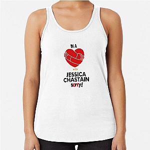 In A Relationship With Jessica Chastain Sorry Racerback Tank Top