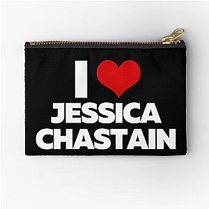 I Love Jessica Chastain (White Text) Zipper Pouch