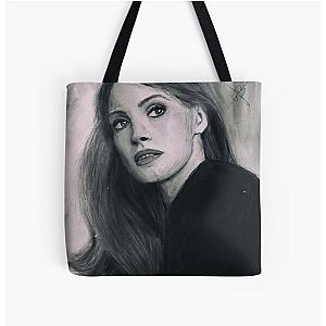 Jessica Chastain - Pastel on Canvas Painting All Over Print Tote Bag