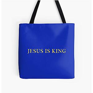 Jesus Is King Bags - Jesus is King - Kanye West (Yellow on Blue) All Over Print Tote Bag RB0309