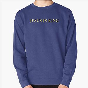 Jesus Is King Sweatshirts - Jesus is King - Kanye West (Yellow on Blue) Pullover Sweatshirt RB0309