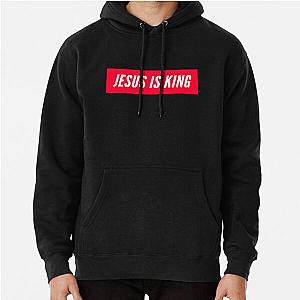 Jesus Is King Hoodies - Jesus Is King Christian Red and White Text Design Cross Men Women Black Pullover Hoodie RB0309