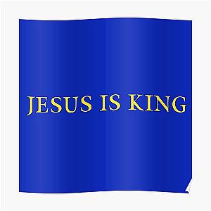 Jesus Is King Posters - Jesus is King - Kanye West (Yellow on Blue) Poster RB0309