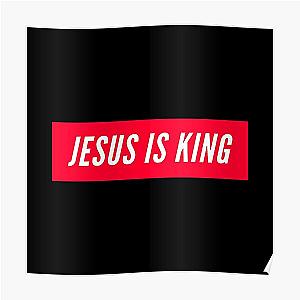 Jesus Is King Posters - Jesus Is King Christian Red and White Text Design Cross Men Women Black Poster RB0309