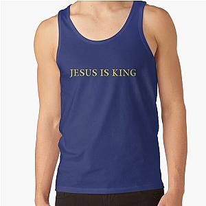 Jesus Is King Tank Tops - Jesus is King - Kanye West (Yellow on Blue) Tank Top RB0309