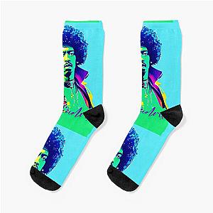 Portrait of Jimi Hendrix painted in graffiti style Socks