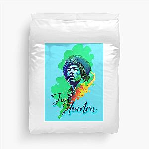 Portrait of Jimi Hendrix painted in graffiti style Duvet Cover