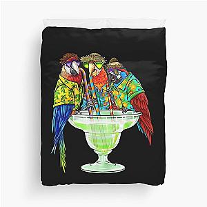 Parrots Drinking Margarita On Summer Vacation Birds, Jimmy Buffett margaritaville Duvet Cover