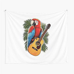 Jimmy Buffett tribute sticker, Parrot on guitar Tapestry