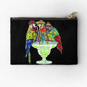 Parrots Drinking Margarita On Summer Vacation Birds, Jimmy Buffett margaritaville Zipper Pouch