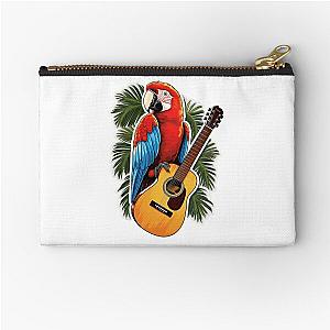 Jimmy Buffett tribute sticker, Parrot on guitar Zipper Pouch