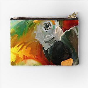 Oil Painting of Parrot in memory of Jimmy Buffett Zipper Pouch