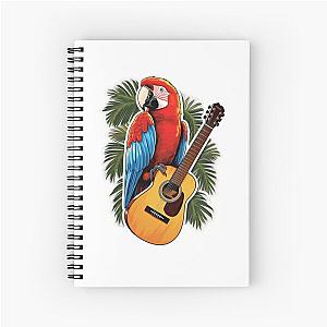 Jimmy Buffett tribute sticker, Parrot on guitar Spiral Notebook