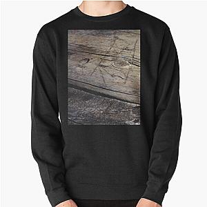 Weathered picnic table marked by decades of users Pullover Sweatshirt RB0301