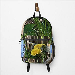 Dandelion Growing by a Wooden Fence Backpack RB0301