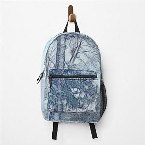 Snowfall with Evergreen and a Little Brick House painting Backpack RB0301