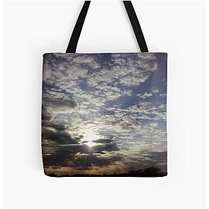 Setting Sun Illuminating Clouds Over Lake Hiawatha  All Over Print Tote Bag RB0301