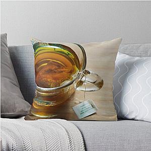 Steeping Tea in a Glass Mug Throw Pillow RB0301