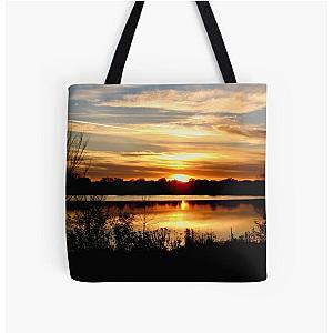 Serene Sunset over Lake Hiawatha  All Over Print Tote Bag RB0301