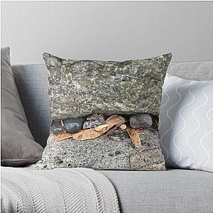 Pebbles and Seeds in a Crevasse Between Two Rocks Throw Pillow RB0301