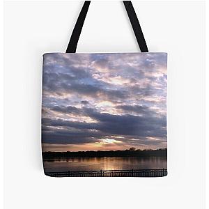 Sunset Piercing Clouds Over Lake Hiawatha  All Over Print Tote Bag RB0301