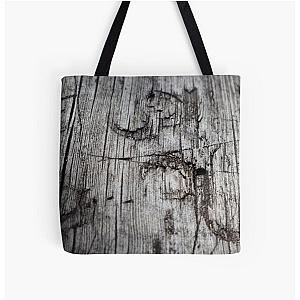 Weathered Board Inscribed All Over Print Tote Bag RB0301