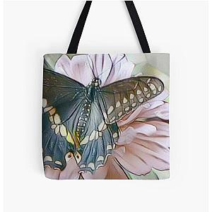 Black Swallowtail Butterfly Drawn Lightly All Over Print Tote Bag RB0301