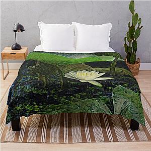 Water Lily Sheltered by its Own Leaves Throw Blanket RB0301