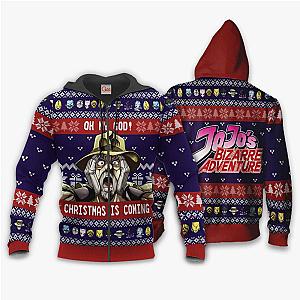 JoJo's Bizarre Adventure - Joseph Joestar Ugly Christmas Zip Hoodie Oh My God