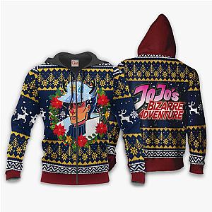 JoJo's Bizarre Adventure Jotaro Kujo Ugly Christmas Zip Hoodie