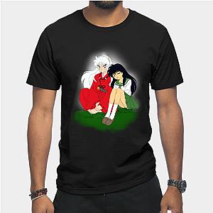 Inuyasha Merch - Inuyasha &amp; Kagome Printed Unisex Graphic Black Tee