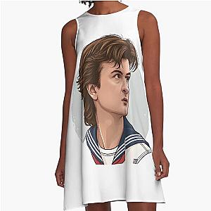 Stranger Things Steve Harrington Tribute Joe Keery Fan Art A Line Dress