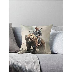 Joe Rogan Riding A Bear (+ Aliens) Throw Pillow