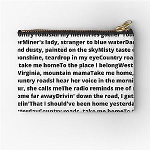 John Denver Country Roads lyrics Zipper Pouch