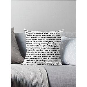 John Denver Country Roads lyrics Throw Pillow