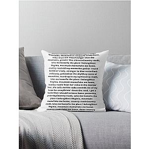 John Denver Country Roads lyrics Throw Pillow