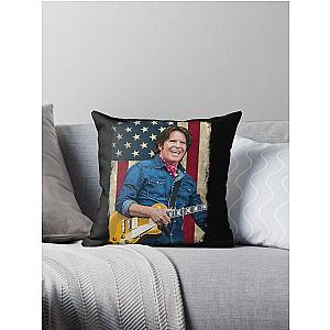 Vintage American Flag John Fogerty Legend Throw Pillow