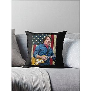 Vintage American Flag John Fogerty Legend Throw Pillow