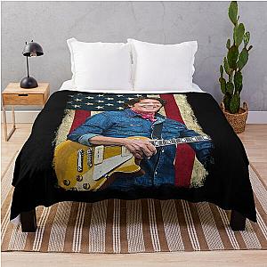 Vintage American Flag John Fogerty Legend Throw Blanket