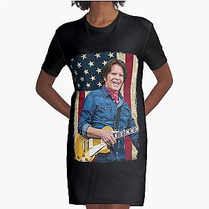 Vintage American Flag John Fogerty Legend Graphic T-Shirt Dress