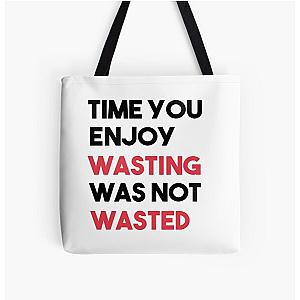 John Lennon quote - Time not wasted All Over Print Tote Bag