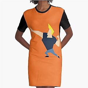 Minimalist Johnny Bravo Graphic T-Shirt Dress