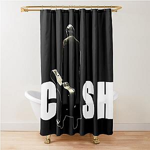 Johnny Cash Walking with Guitar Case Design Shower Curtain