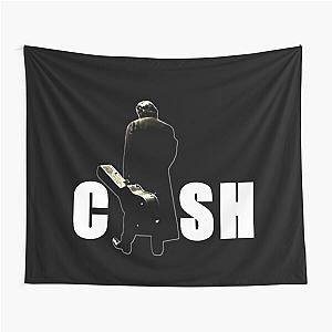 Johnny Cash Walking with Guitar Case Design Tapestry