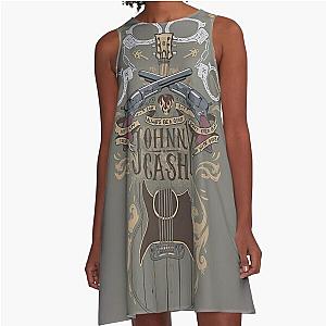 Johnny Cash Handcuff Guns Guitar A-Line Dress