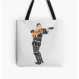 Typographic and Minimalist Johnny Cash Illustration All Over Print Tote Bag