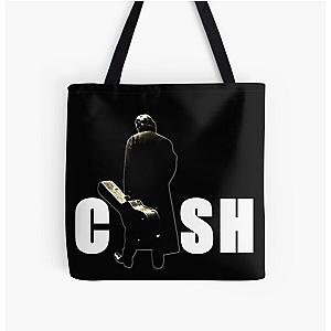 Johnny Cash Walking with Guitar Case Design All Over Print Tote Bag