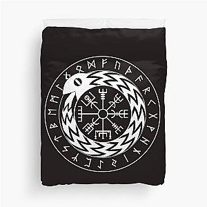 Norse Mythology Jormungandr Vegvisir With Runic Design Duvet Cover