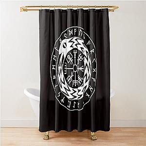 Norse Mythology Jormungandr Vegvisir Runes Shower Curtain