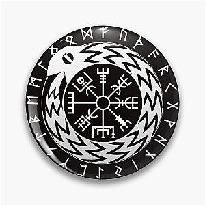 Norse Mythology Jormungandr Pin with Vegvisir Runes